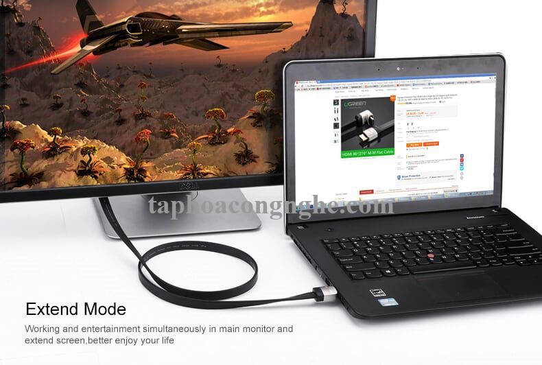 Ugreen 10284 3M màu Đen Cáp tín hiệu HDMI chuẩn 1.4 đầu góc 90 độ HD122 30010284